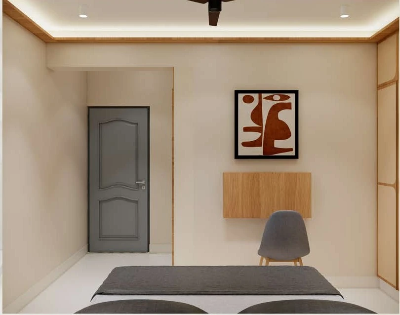 Study — desk and gallery frame