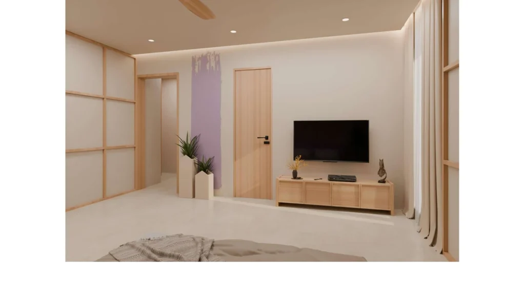 Bedroom — media wall and wardrobe