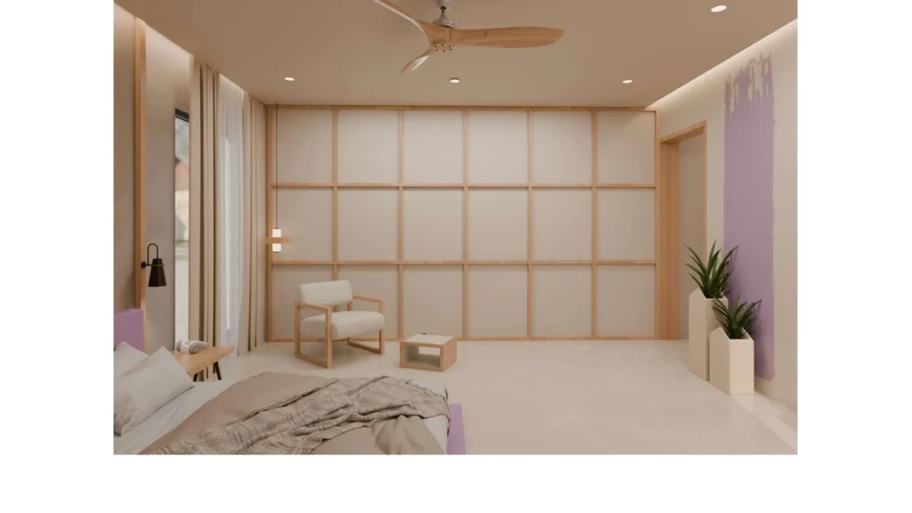 Bedroom — panelled headboard
