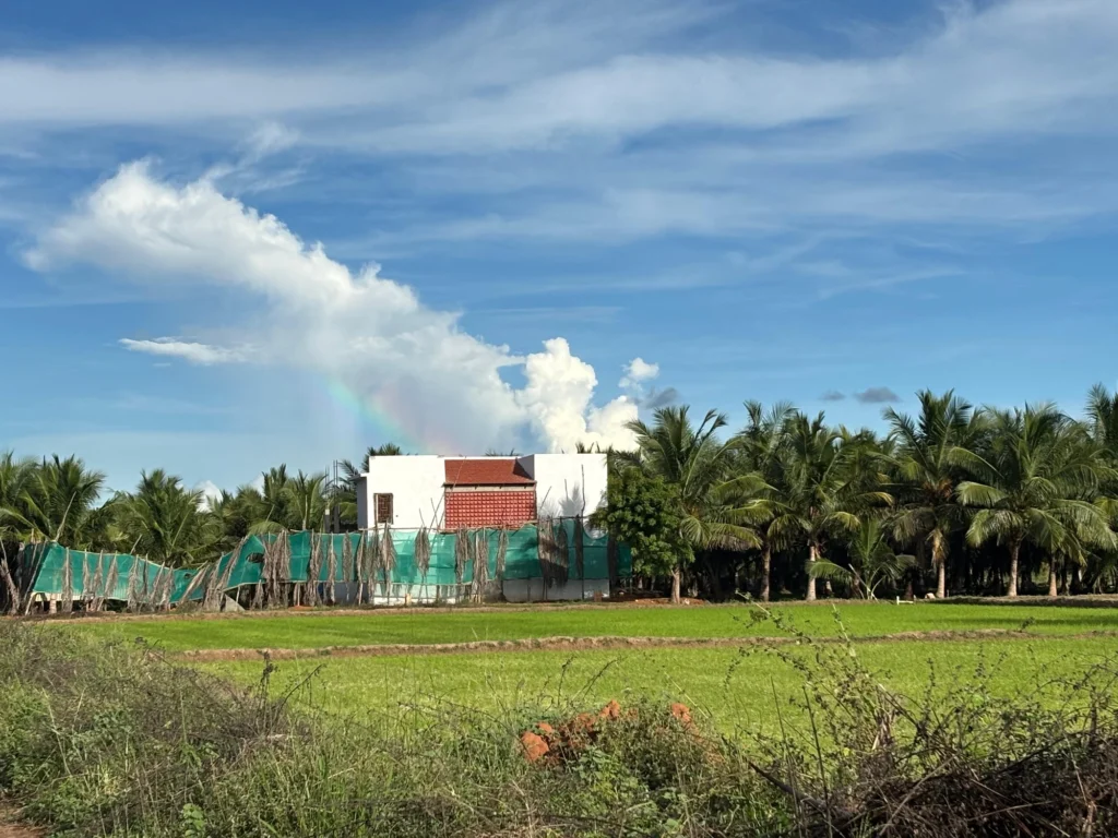 The house in its farmland setting