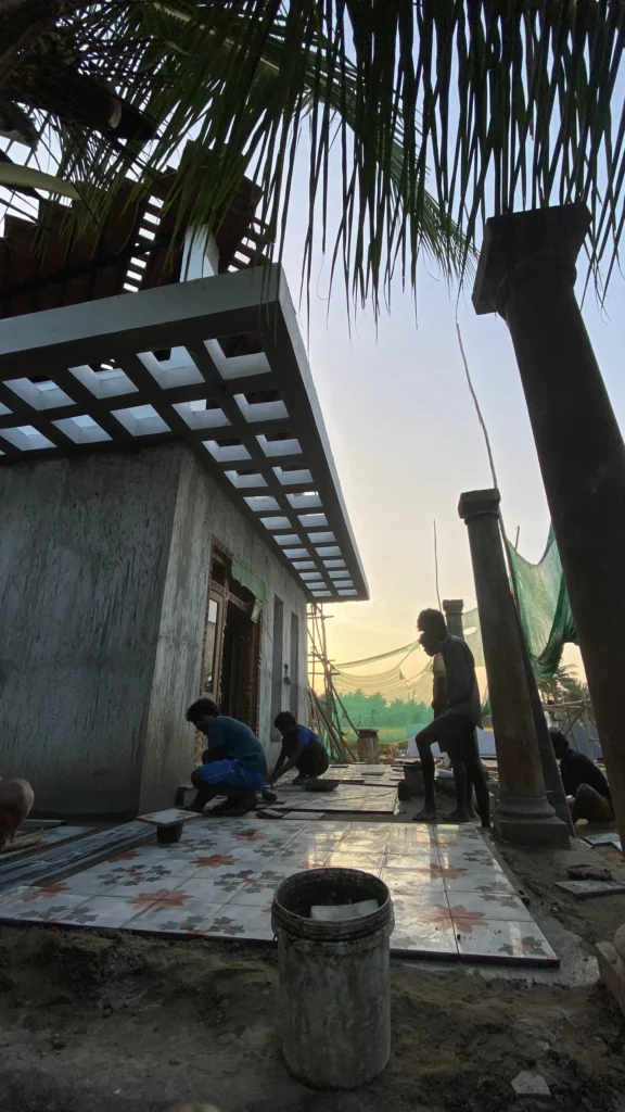 Verandah floors going down at golden hour