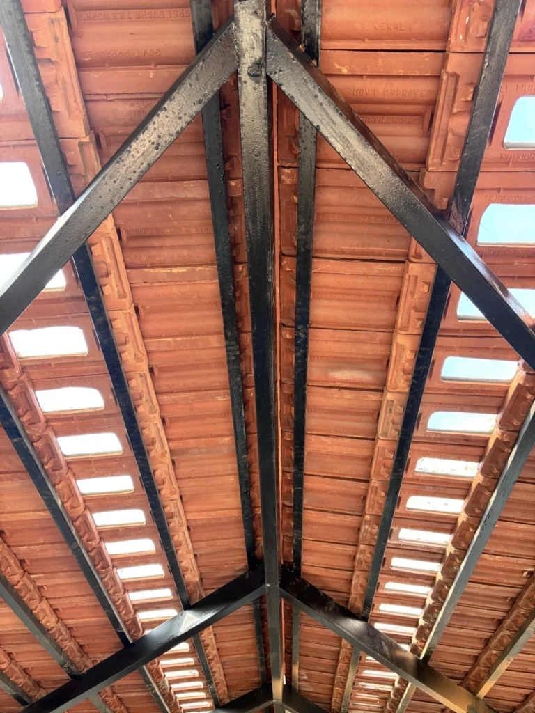 Butterfly steel truss carrying the Mangalore tile