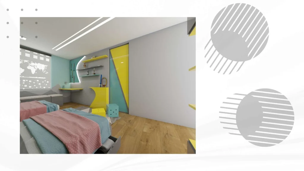 Children’s room — playful headboard wall