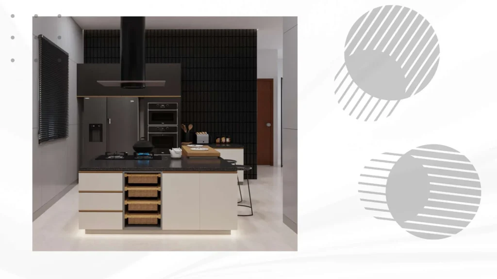 Kitchen — tall storage and appliance run