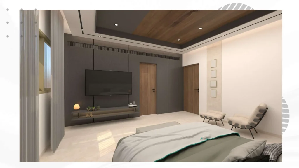 Bedroom — timber media wall